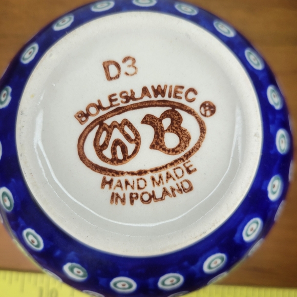 Boleslawiec Polish Pottery Oversize Coffee Cup/Mug Christmas Candy Canes - Picture 4 of 6